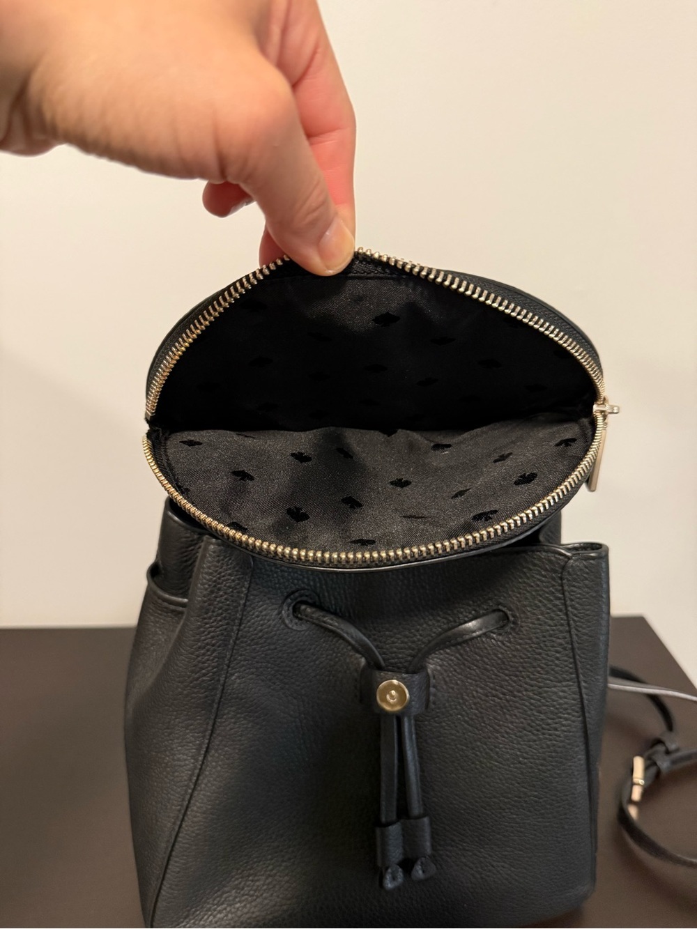 Kate Spade New York Black Pebbled Leather Flap Backpack - Picture 8 of 12